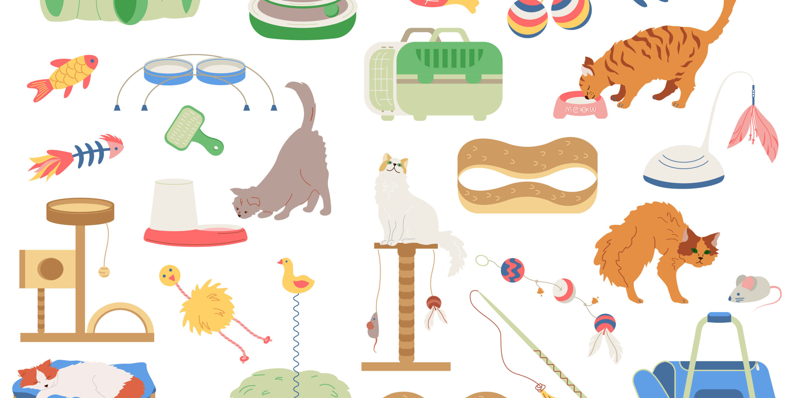 Cat Accessories Icon Set