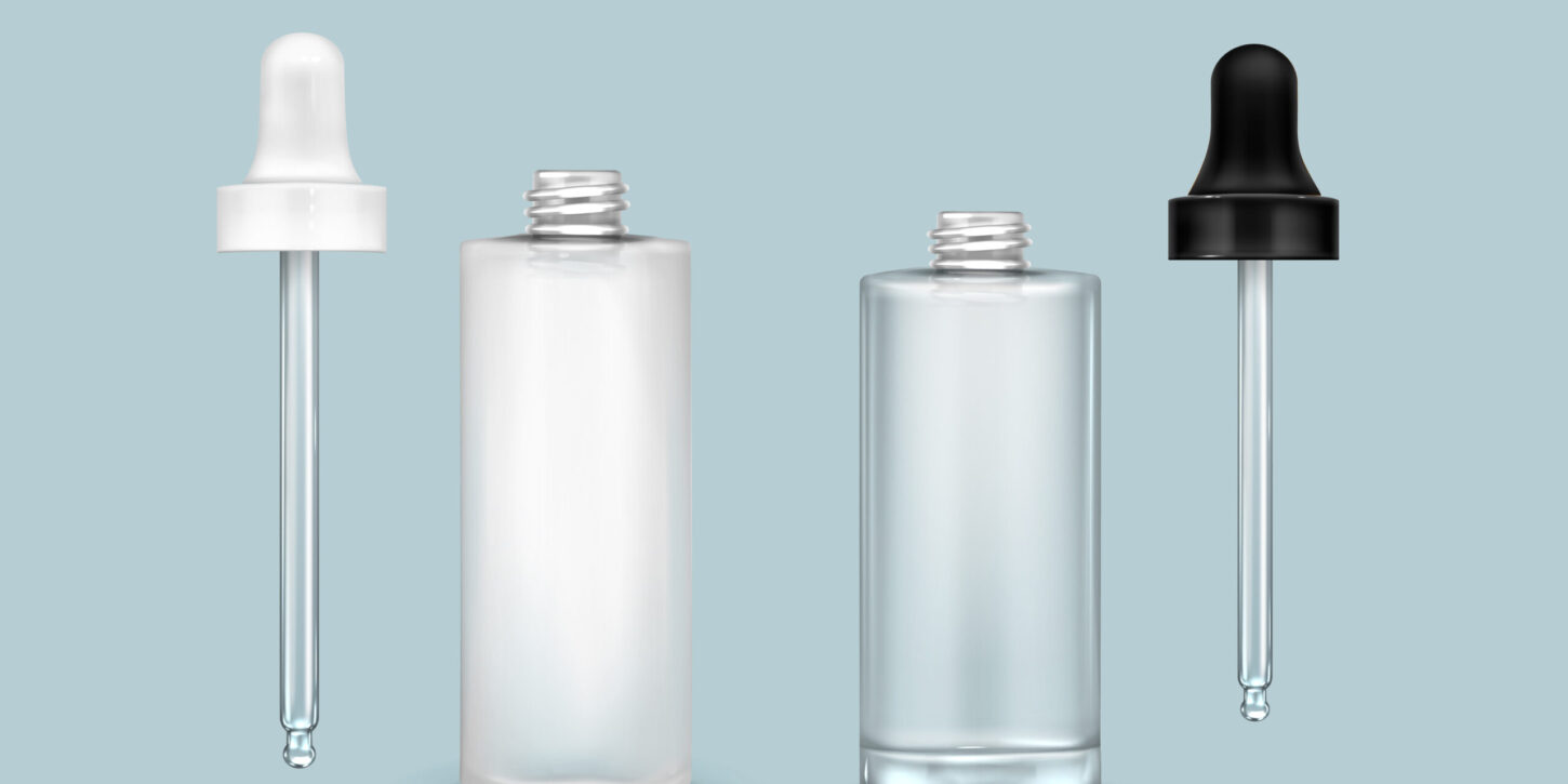 Serum dropper bottle mockup. Glass drop pipette